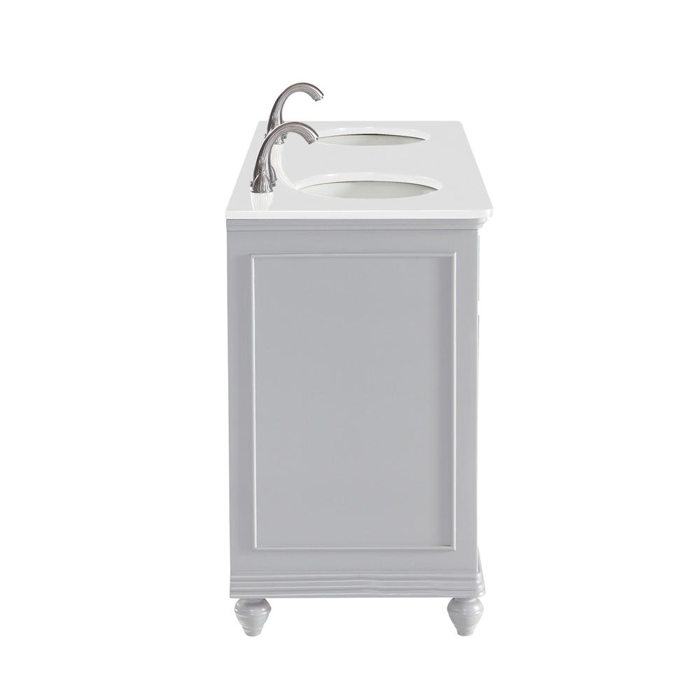 60 inch Double Bathroom vanity in Light Grey with ivory white engineered marble. Picture 2