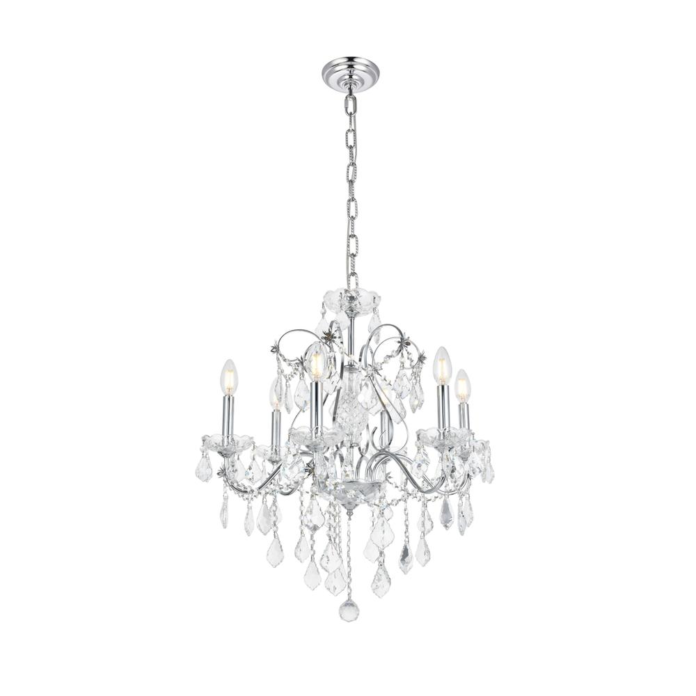 St. Francis 6 light Chrome Chandelier Clear Royal Cut Crystal. Picture 1