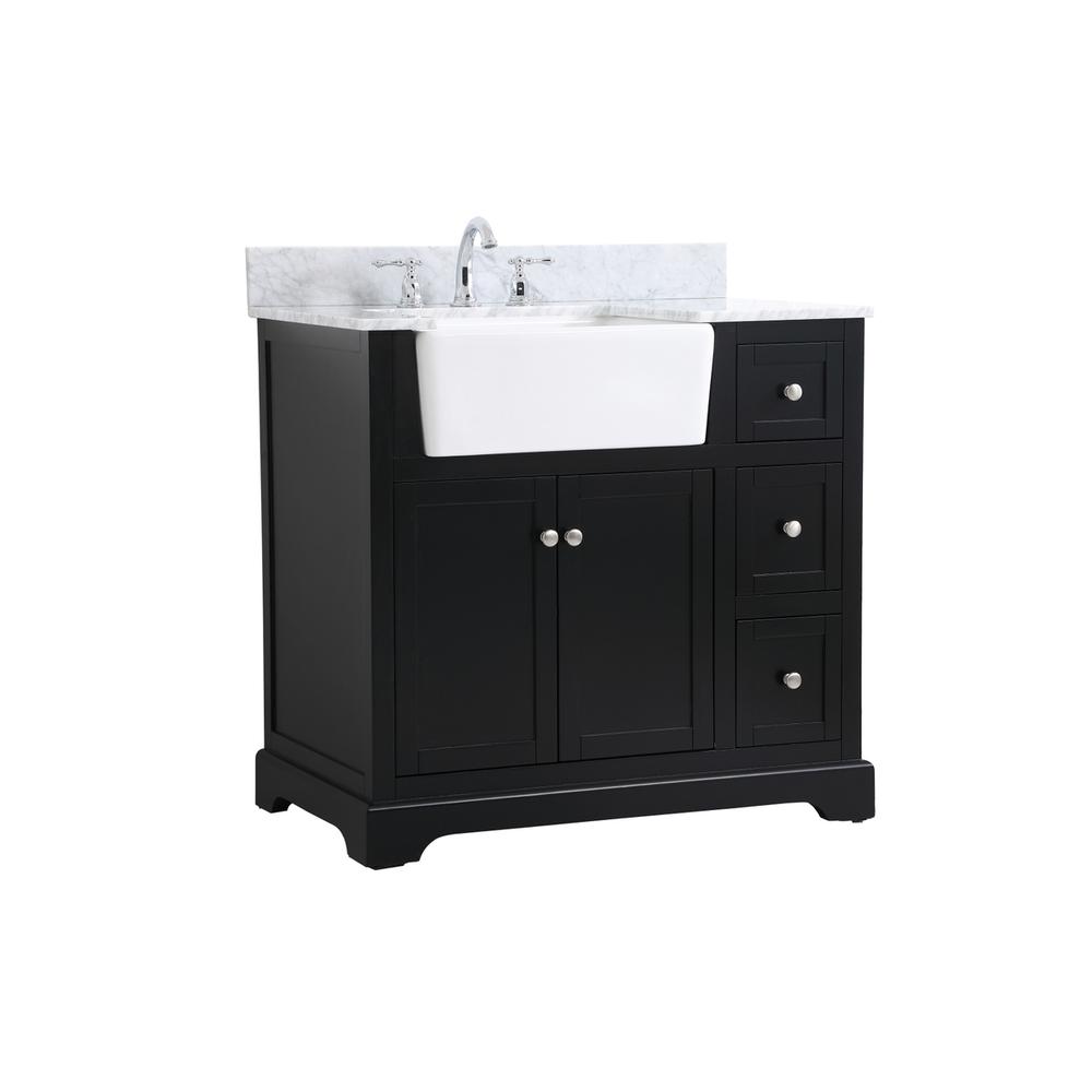 36 inch Single bathroom vanity in black with backsplash. Picture 7