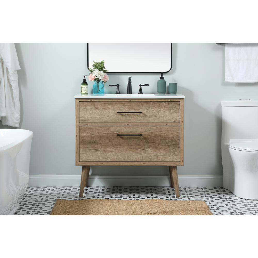 36 inch Single bathroom vanity in natural oak. Picture 14