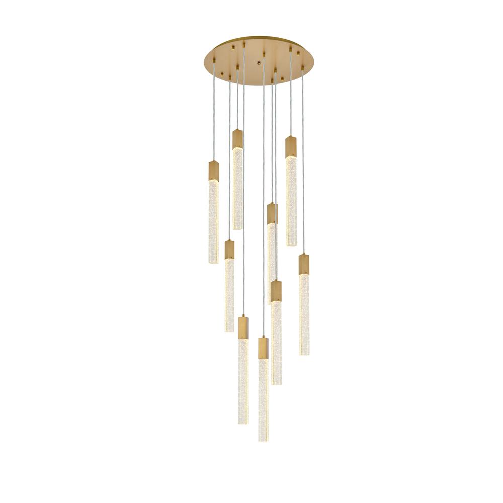 Weston 9 lights pendant in satin gold. Picture 1