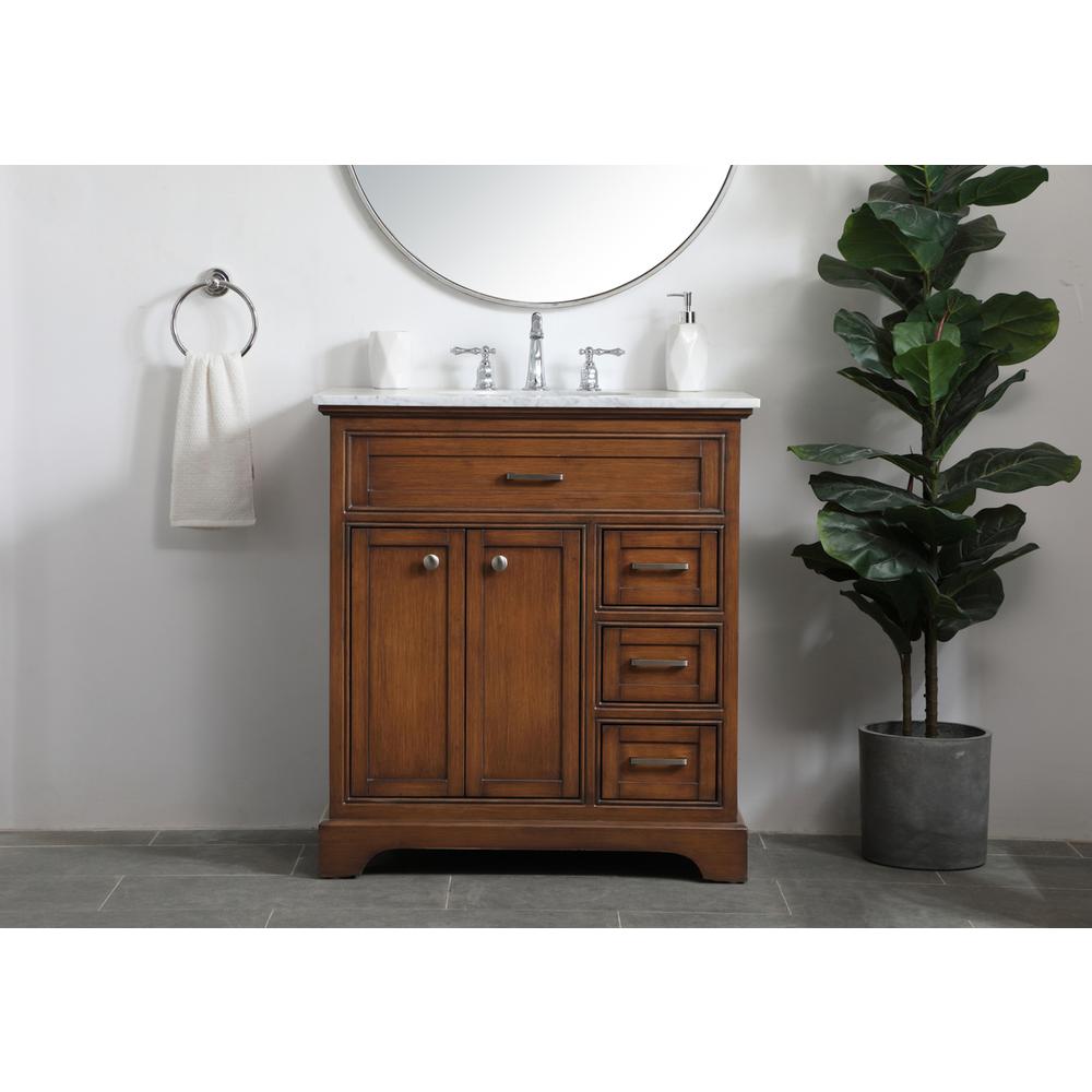32 inch Single bathroom vanity in Teak. Picture 14
