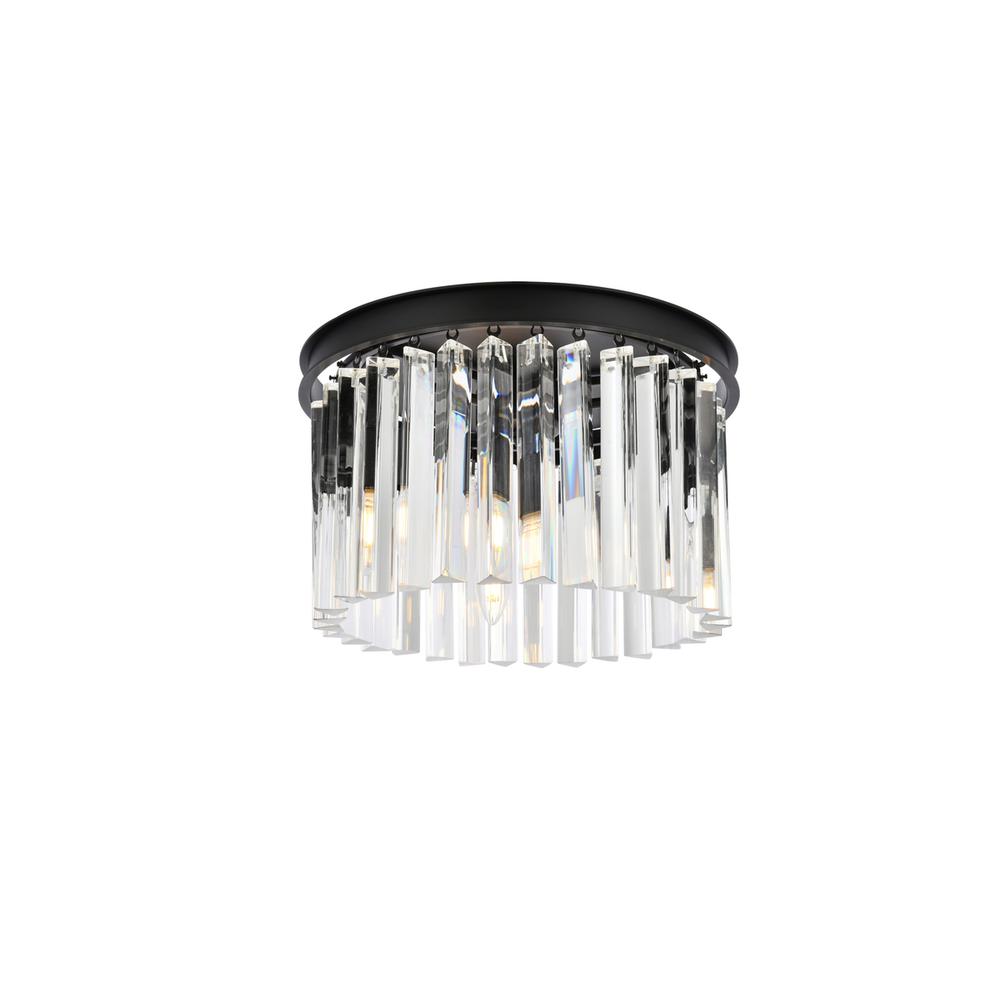 Sydney 3 light Matte Black Flush Mount Clear Royal Cut Crystal. Picture 2