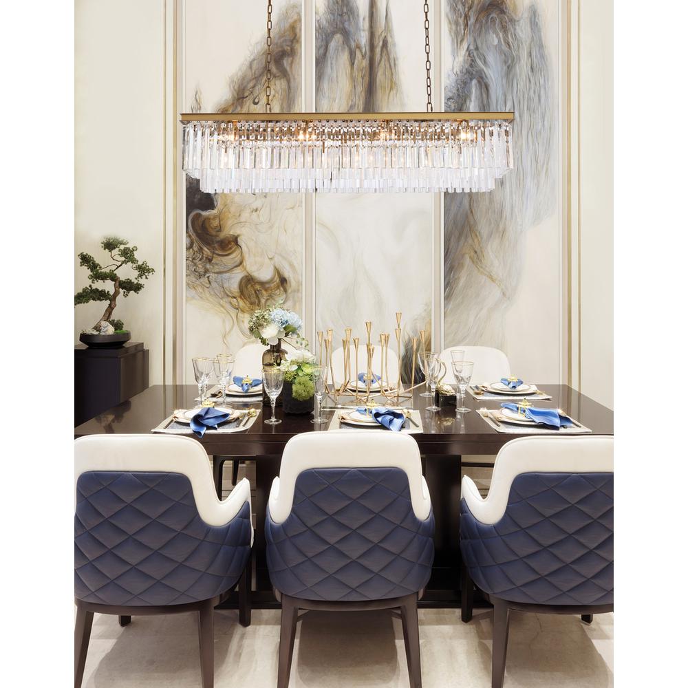 Sydney 60 inch rectangle crystal chandelier in satin gold. Picture 8