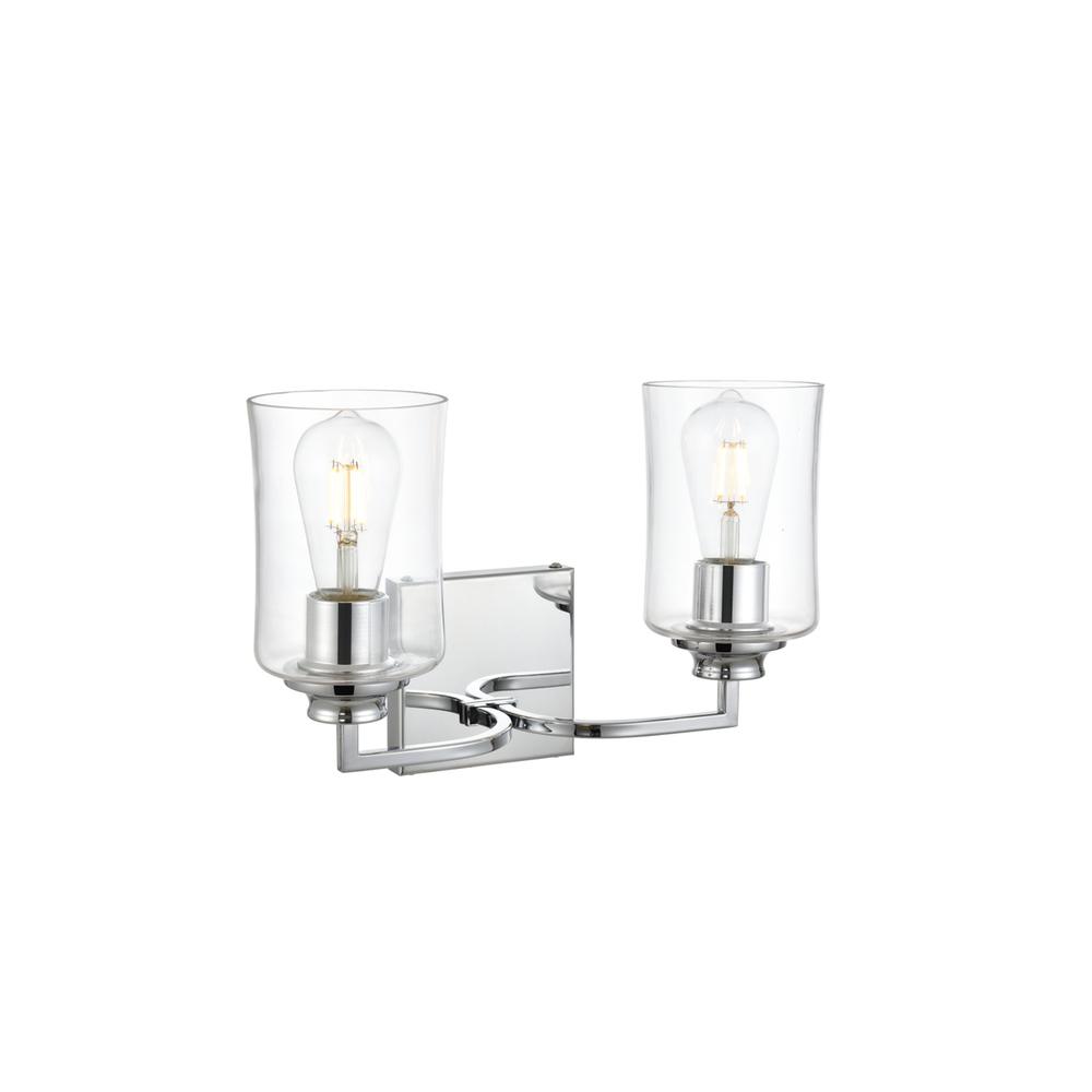 Ronnie 2 light Chrome and Clear Bath Sconce. Picture 3