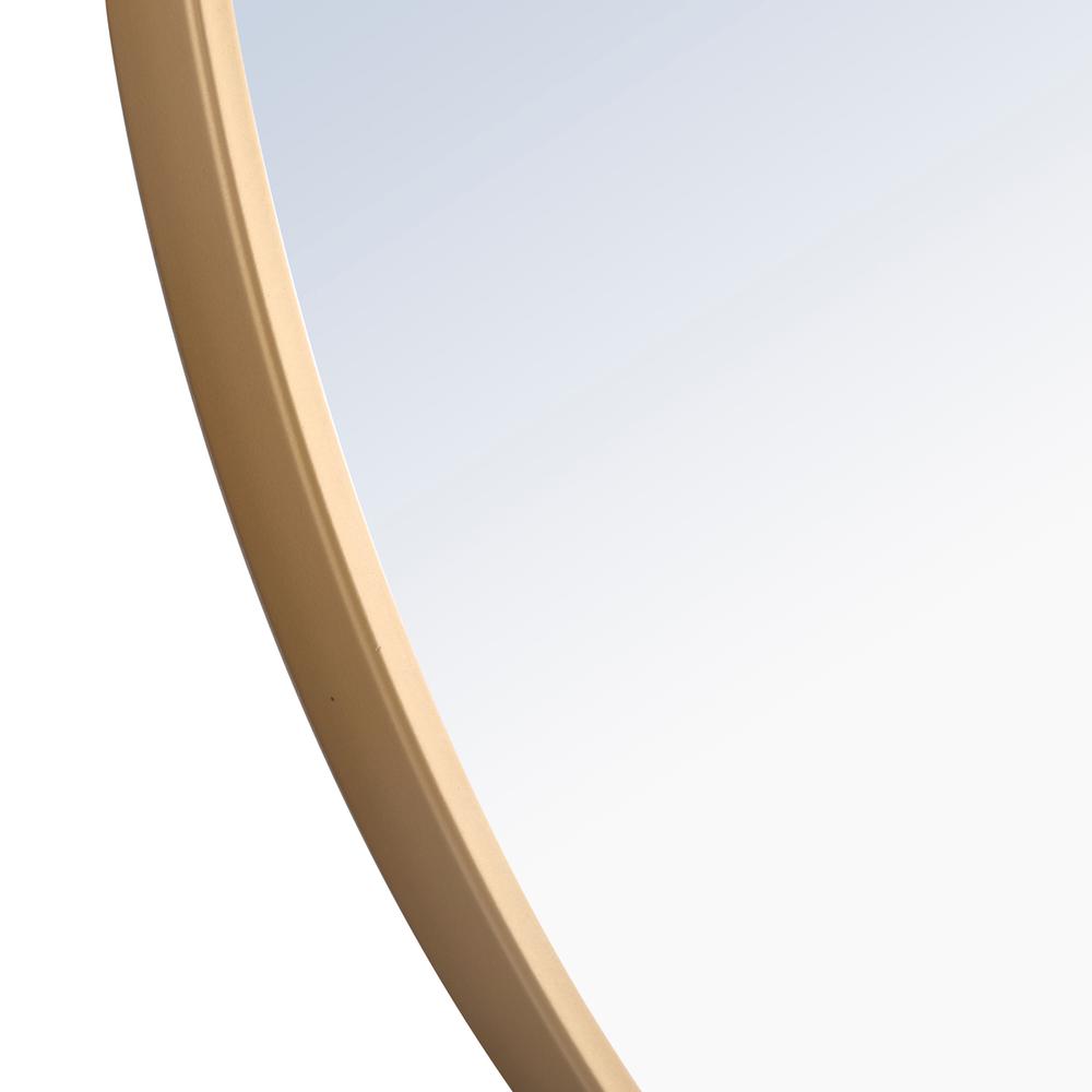 Metal frame Round Mirror 32 inch Brass finish. Picture 5