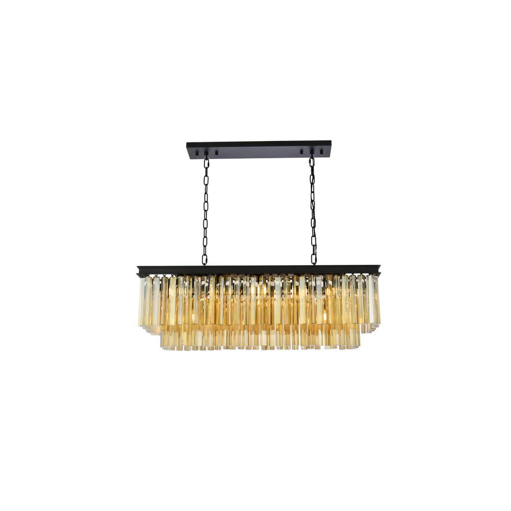 Sydney 12 light Matte Black Chandelier Golden Teak (Smoky) Royal Cut Crystal. Picture 1