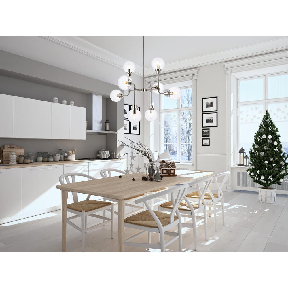 Hanson 8 lights pendant in polished nickel with clear shade. Picture 8