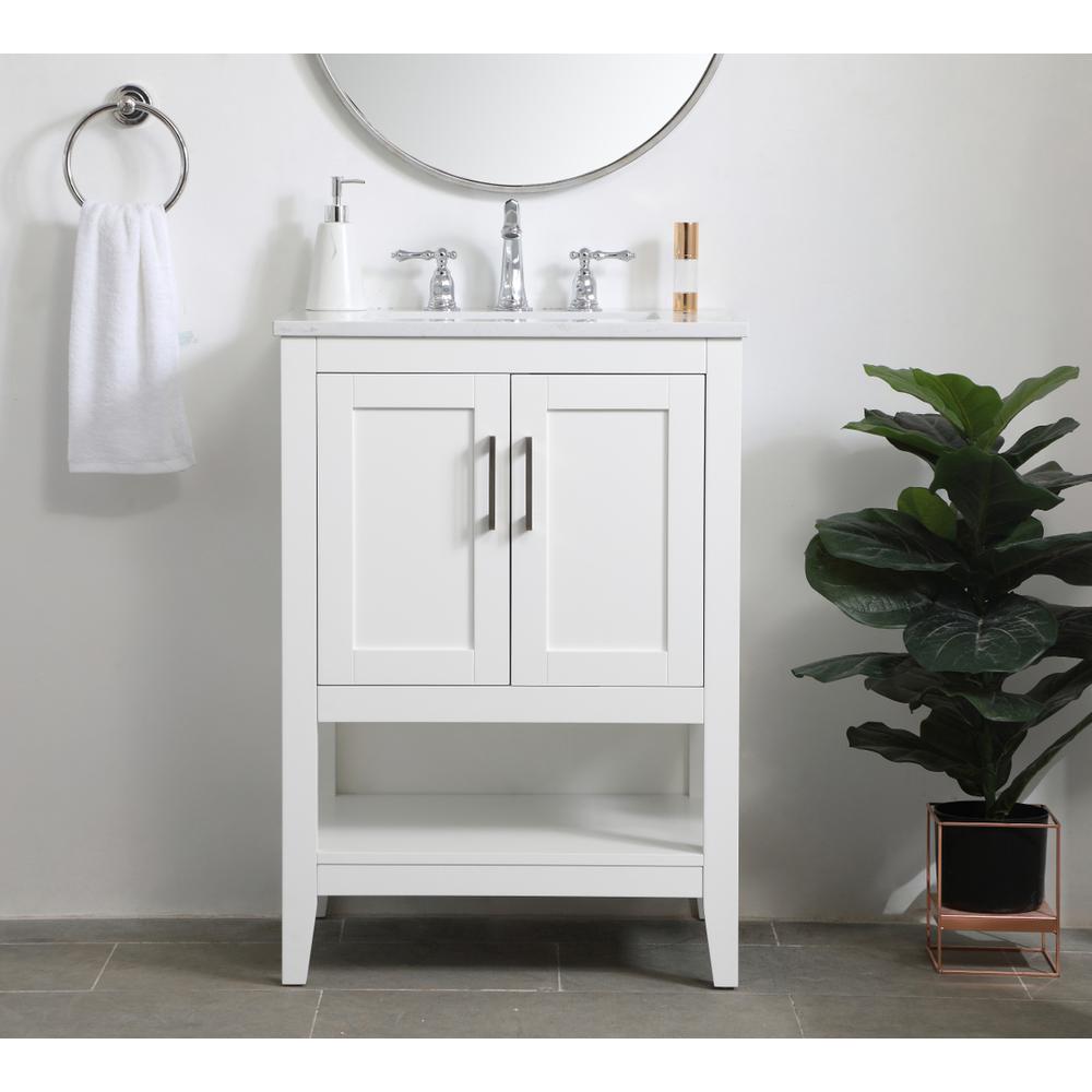 24 inch Single Bathroom Vanity in White. Picture 14