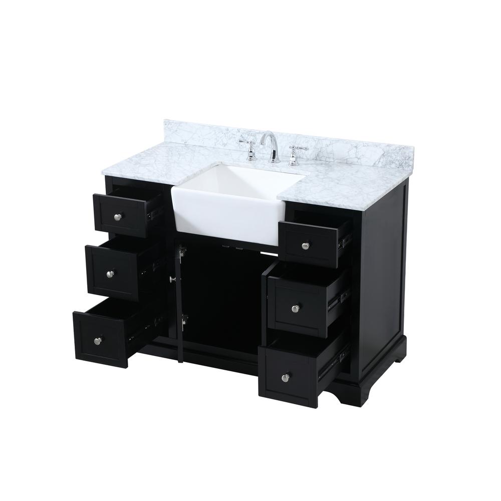 48 inch Single bathroom vanity in black with backsplash. Picture 9