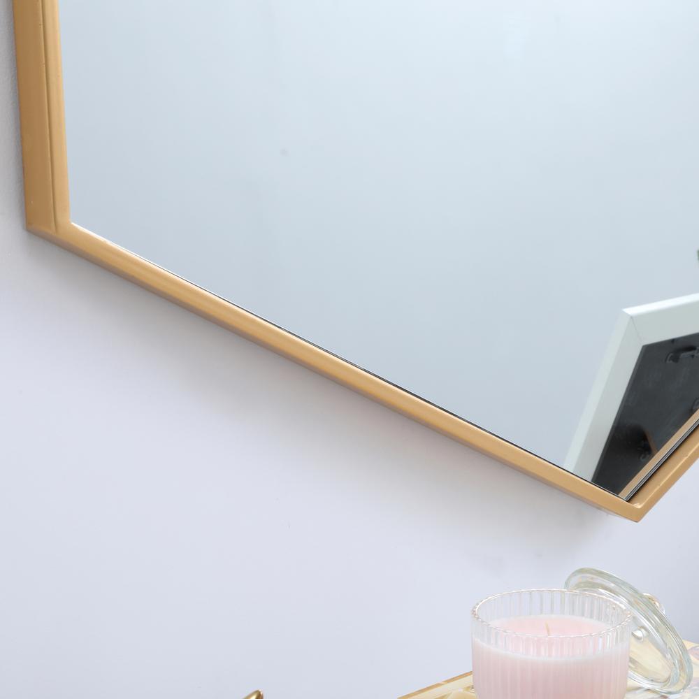 Metal frame hexagon mirror 41 inch in Brass. Picture 11