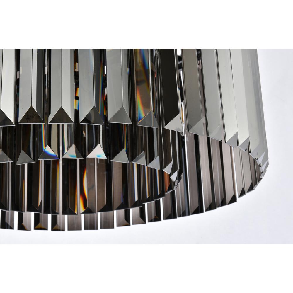 Sydney 8 light Matte Black Chandelier Silver Shade (Grey) Royal Cut Crystal. Picture 3