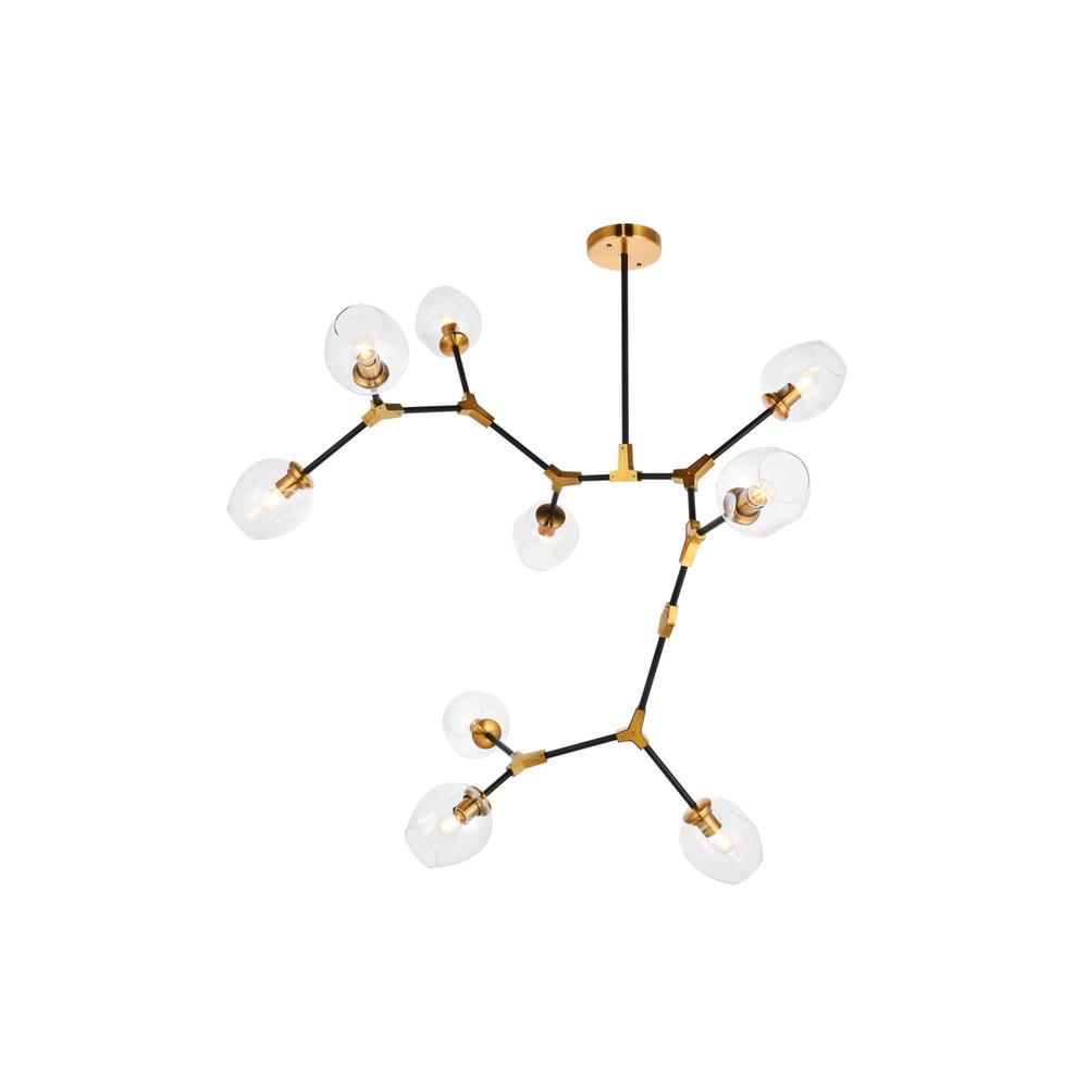 Cavoli 9 light in Light Antique Brass and Flat Black Pendant. Picture 1