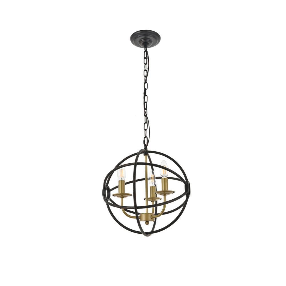 Octavia 3 light Brass and Dark Brown Pendant. Picture 4
