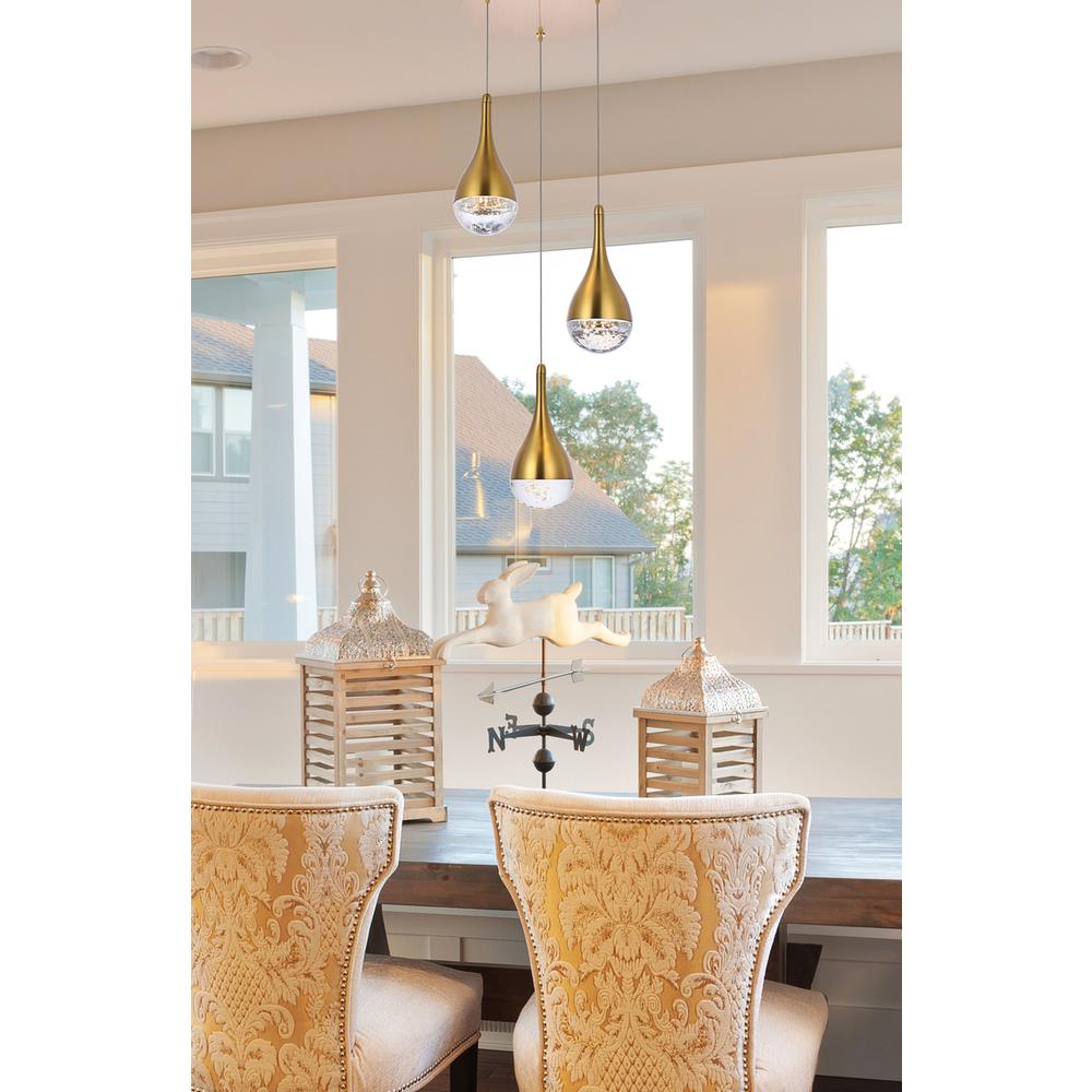 Amherst 10 inch LED pendant in satin gold. Picture 8