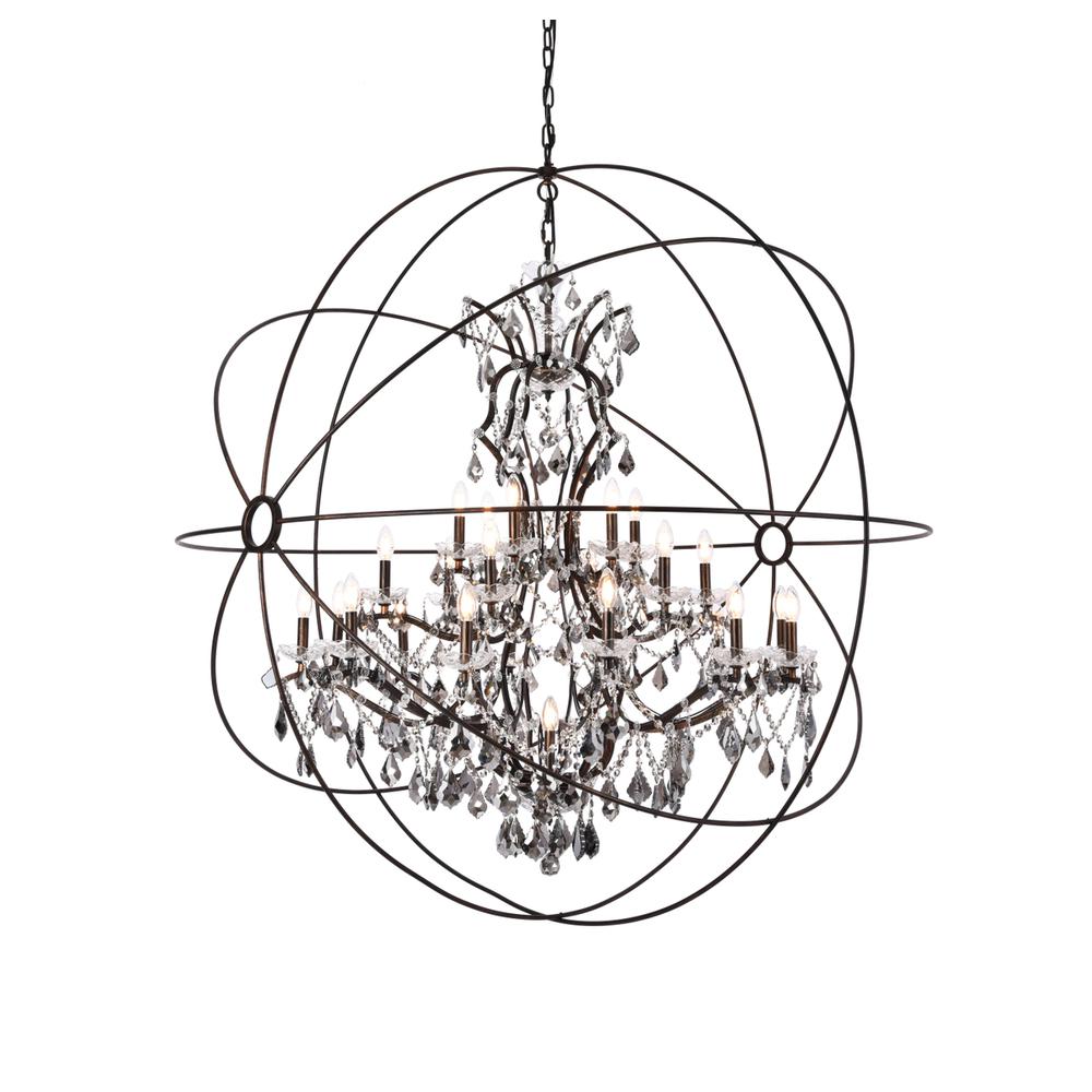 Geneva 25 light Dark Bronze Chandelier Silver Shade (Grey) Royal Cut crystal. Picture 2