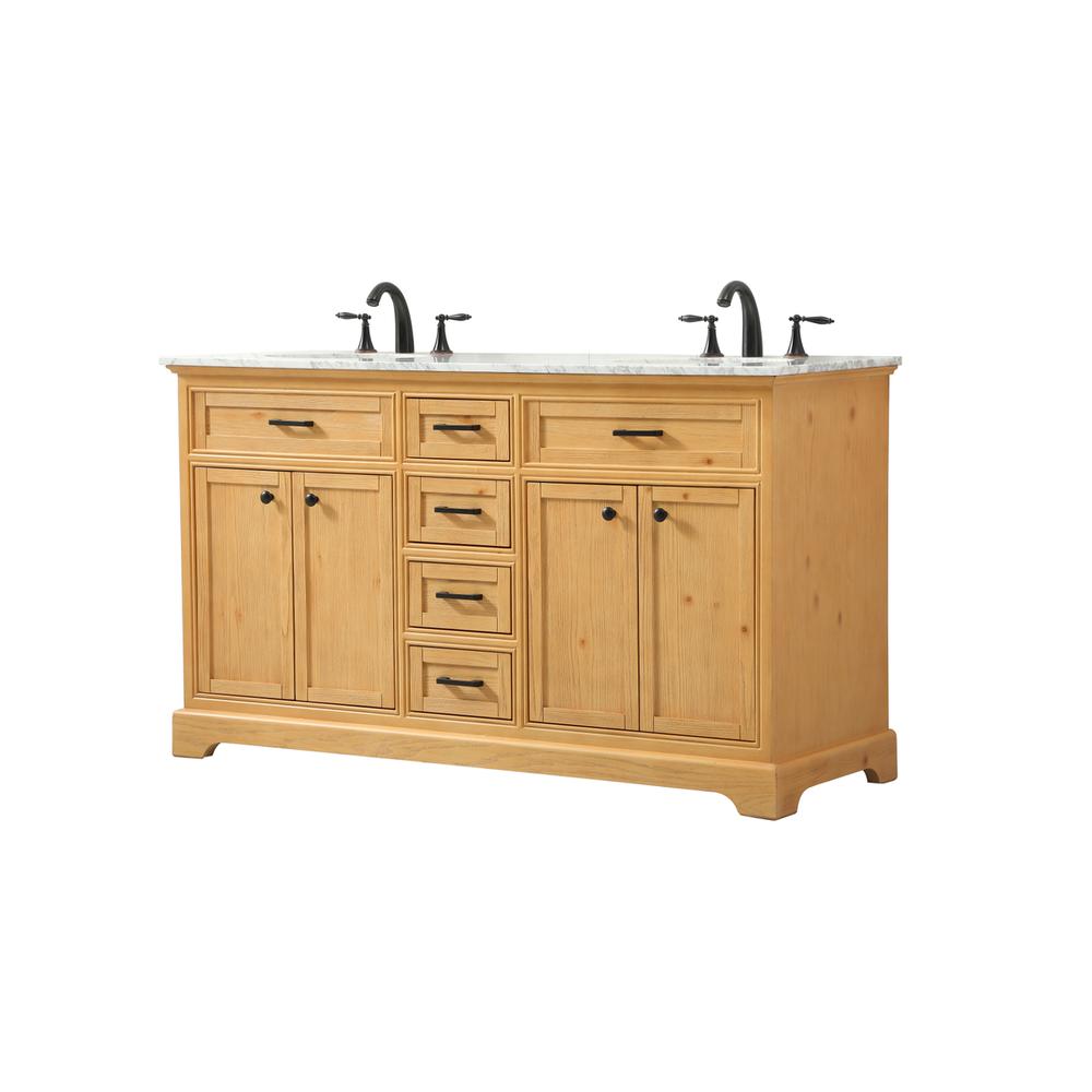 60 inch double bathroom vanity in natural wood. Picture 7
