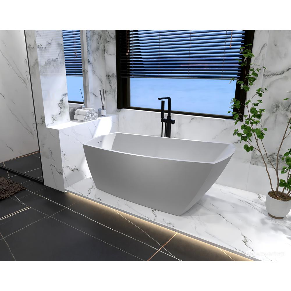 67 inch soaking single slipper rectangular bathtub in glossy white. Picture 2