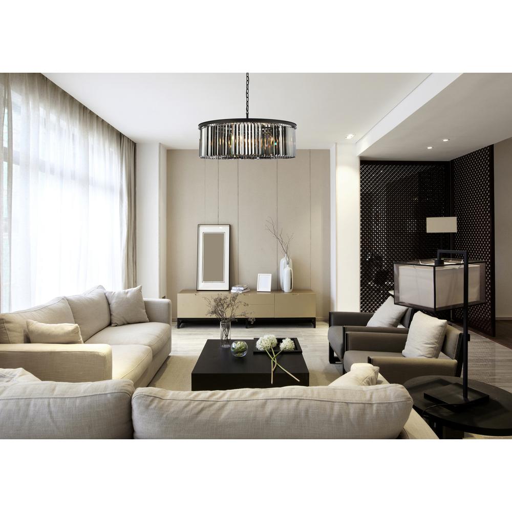 Sydney 10 light Matte Black Chandelier Silver Shade (Grey) Royal Cut Crystal. Picture 7