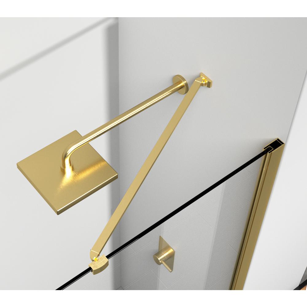 Semi-frameless hinged shower door 60 x 72 Brushed Gold. Picture 5