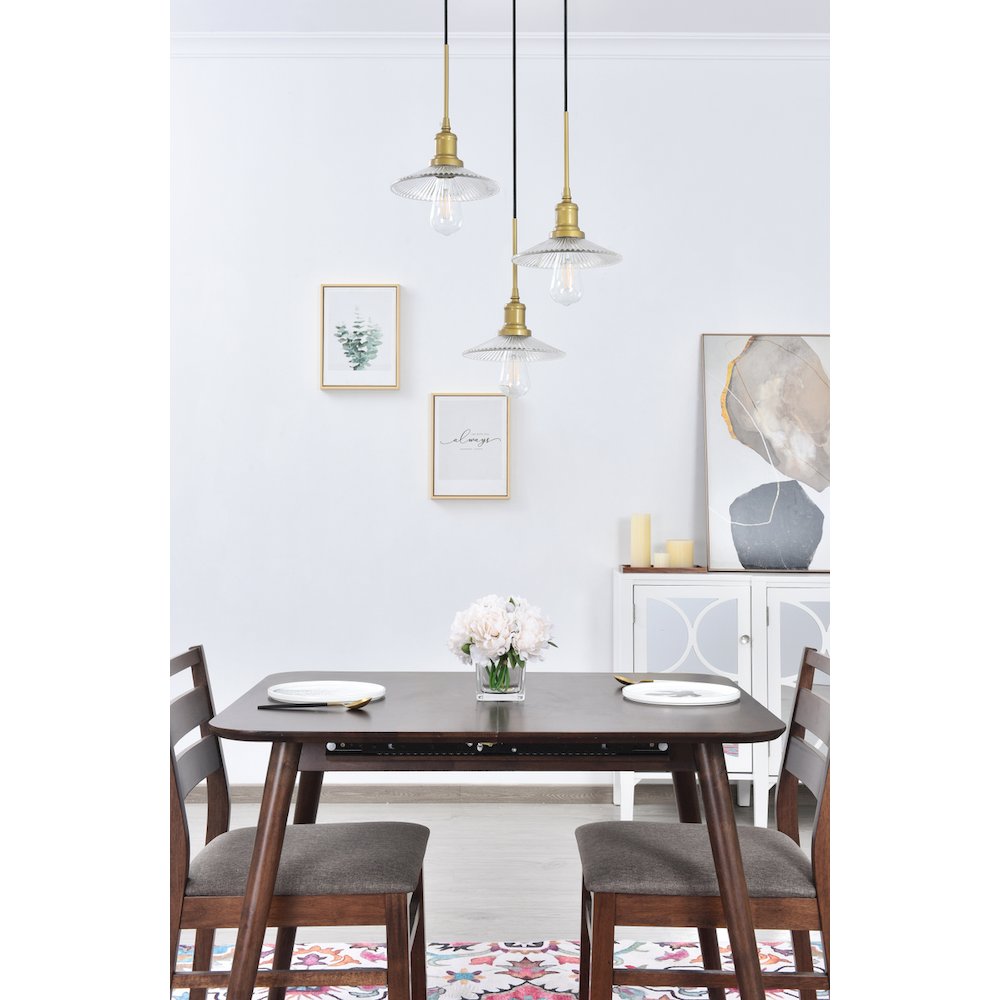 Waltz 3 Light Brass Pendant. Picture 13