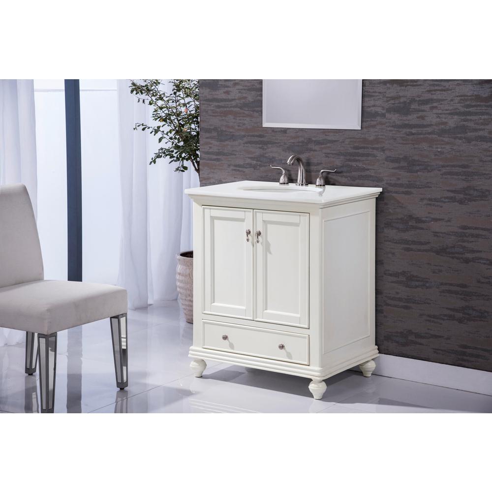 30 inch Single Bathroom vanity in Antique White. Picture 10