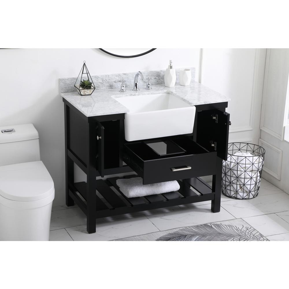42 inch Single bathroom vanity in black with backsplash. Picture 3