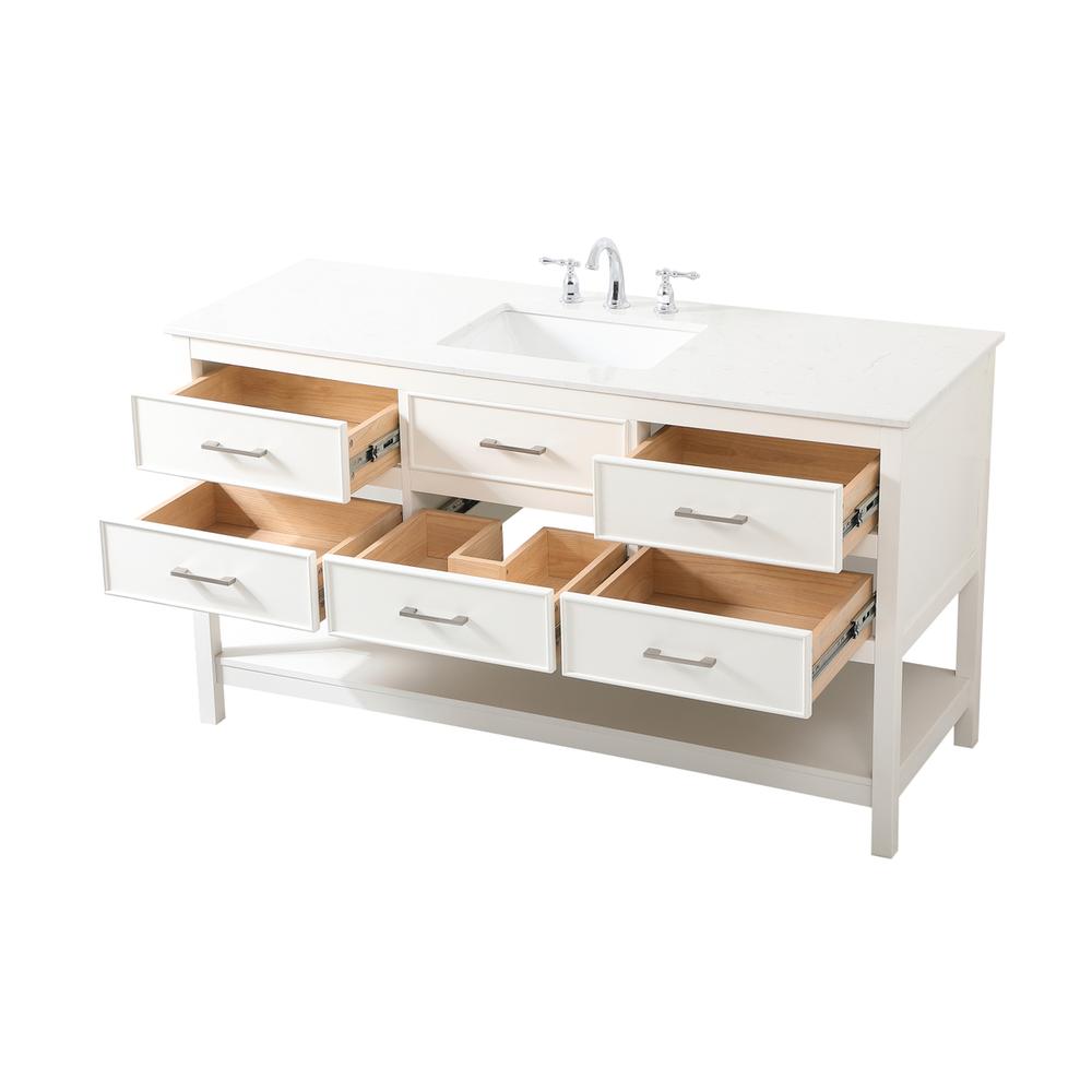 60 inch Single bathroom vanity in white. Picture 9