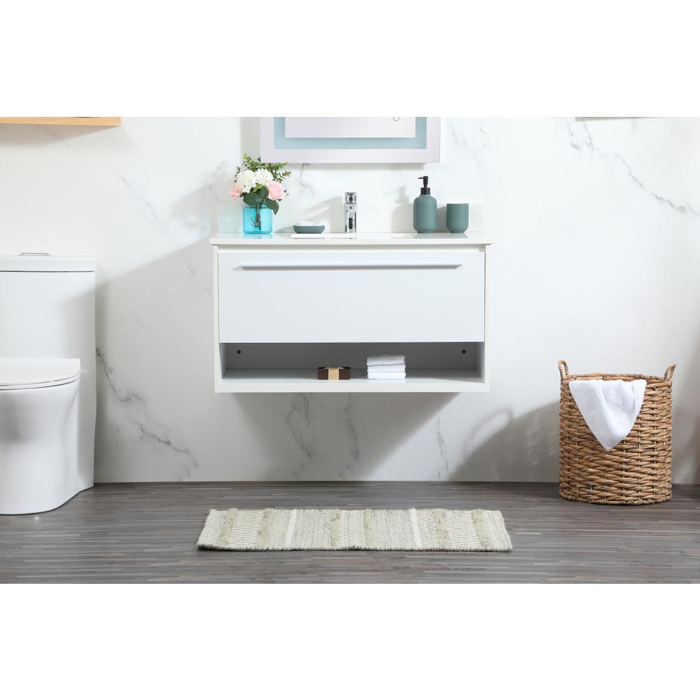 36 inch Single bathroom vanity in white with backsplash. Picture 14