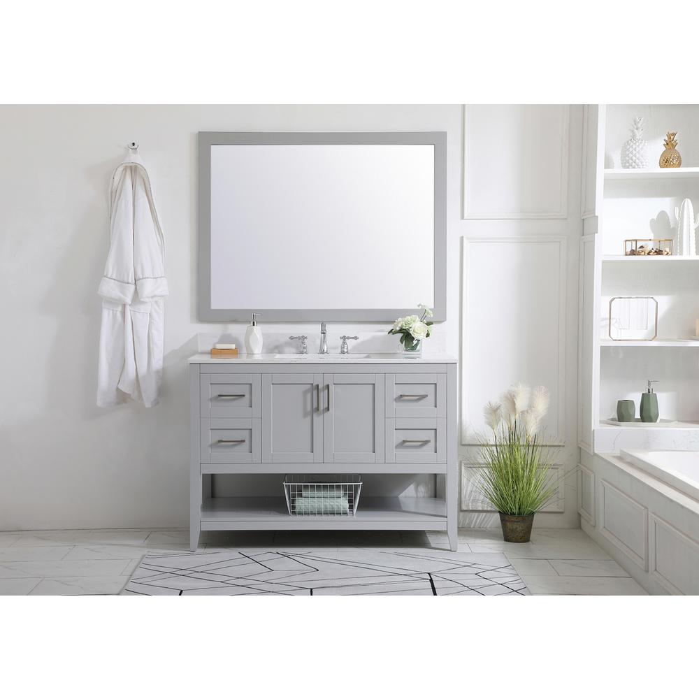 48 inch Single Bathroom Vanity in Grey with Backsplash. Picture 7