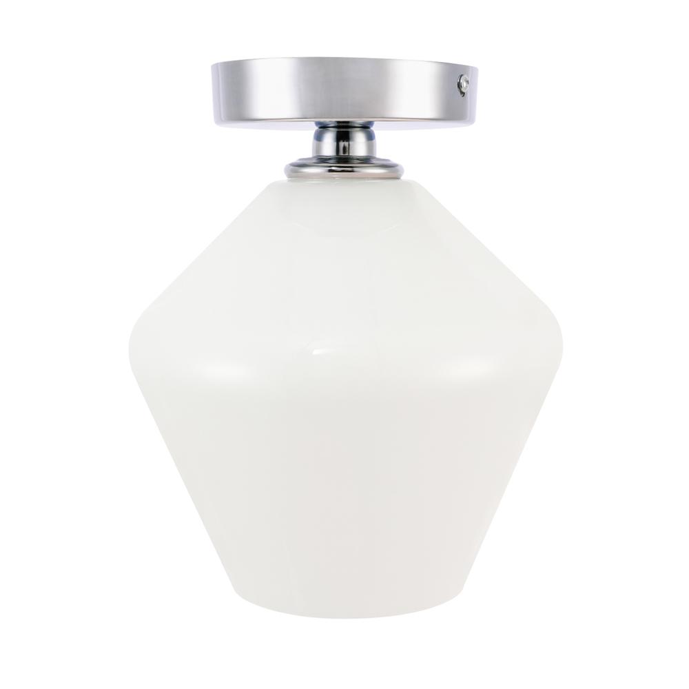 Gene 1 light Chrome and Frosted white glass Flush mount. Picture 2