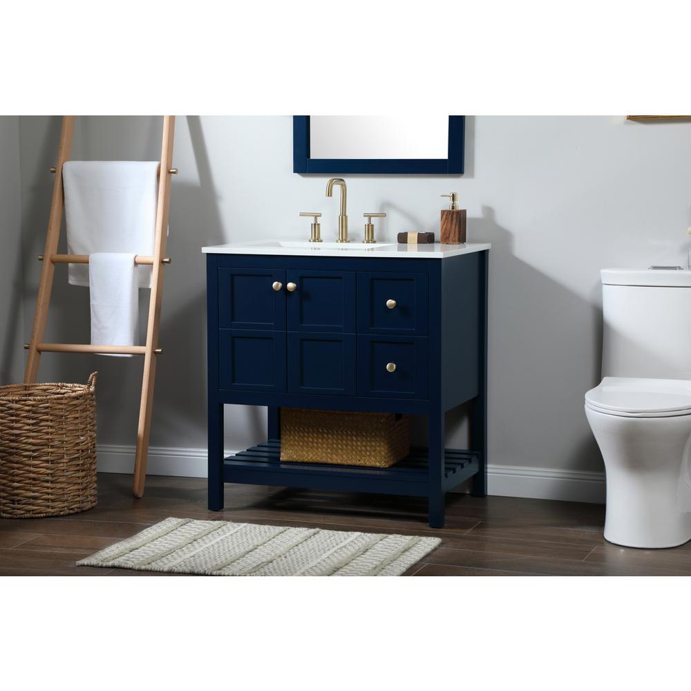 32 inch Single bathroom vanity in blue. Picture 2