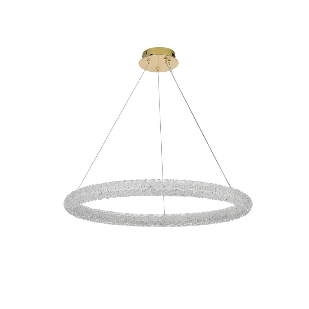Bowen 32 inch Adjustable LED Chandelier in Satin Gold. Picture 8