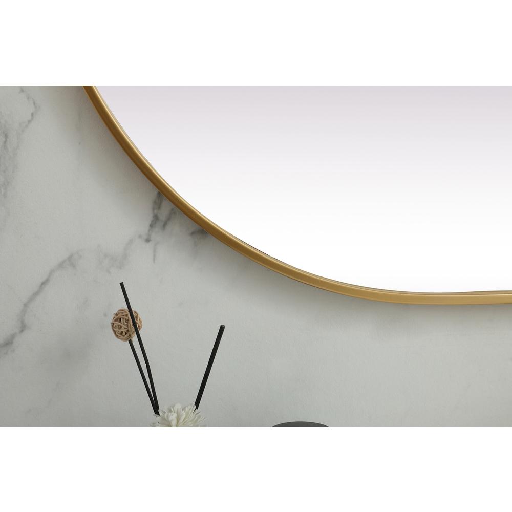 Metal Frame Oval Mirror 30x48 Inch in Brass. Picture 5