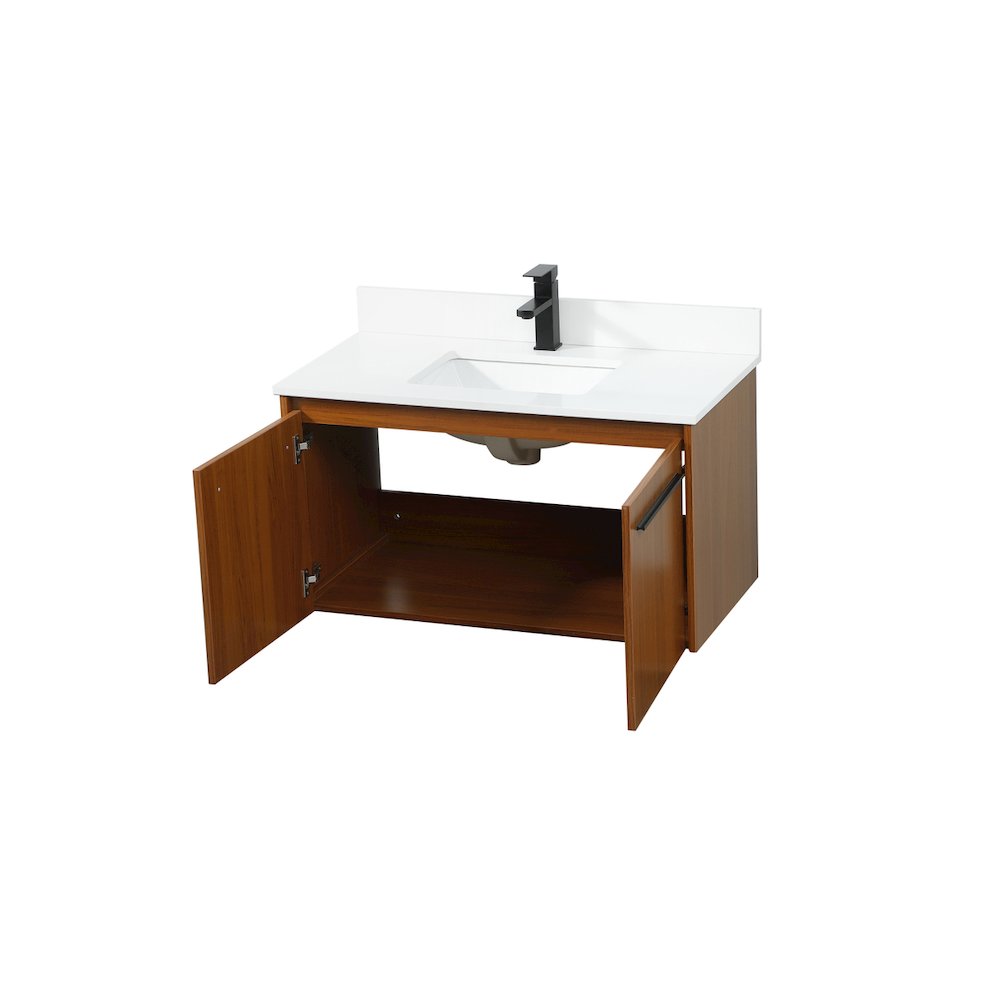 36 Inch Single Bathroom Vanity In Teak With Backsplash. Picture 10