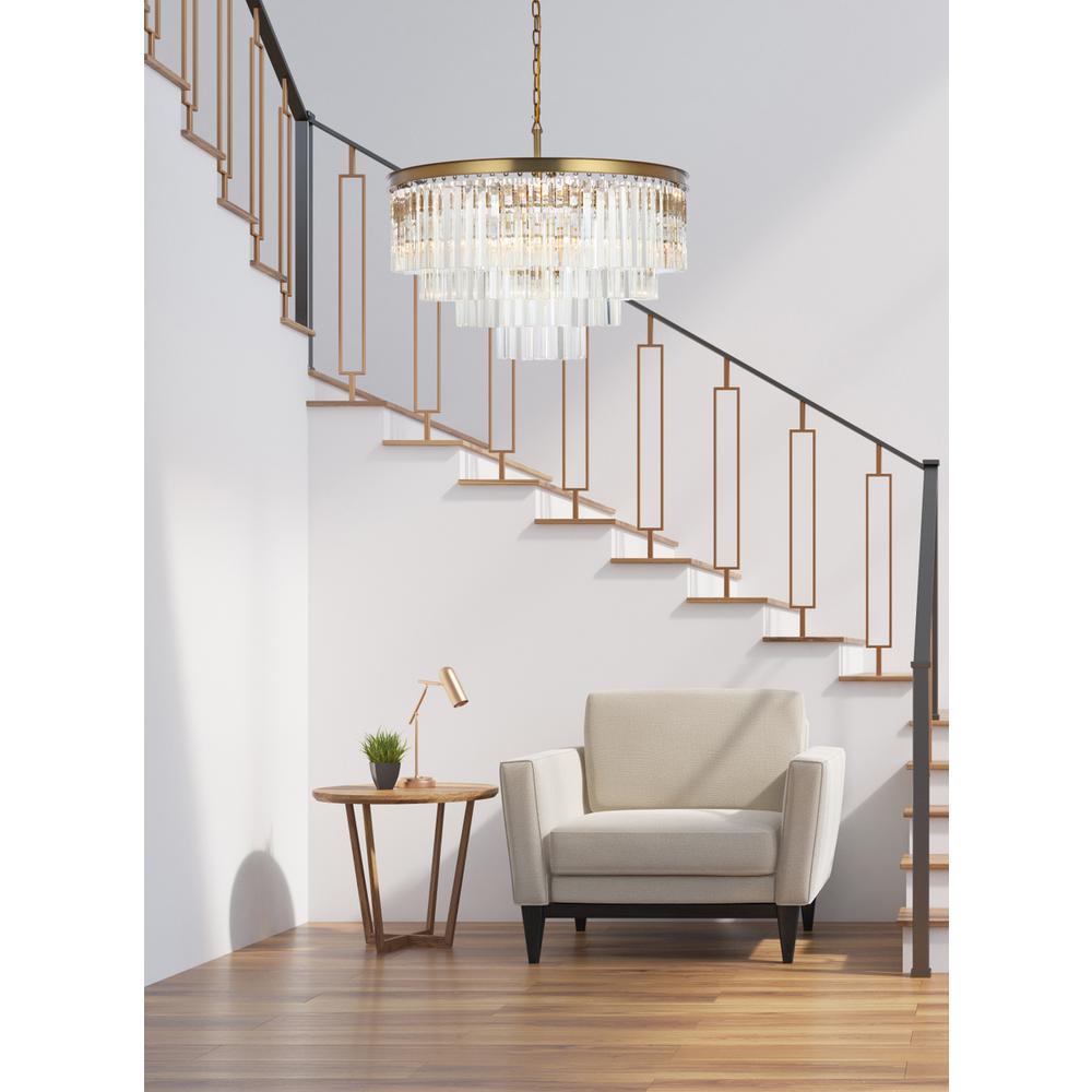 Sydney 32 inch round crystal chandelier in satin gold. Picture 8