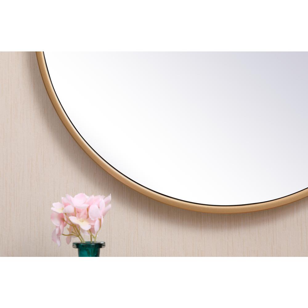 Metal frame round mirror with decorative hook 18 inch in Brass. Picture 3