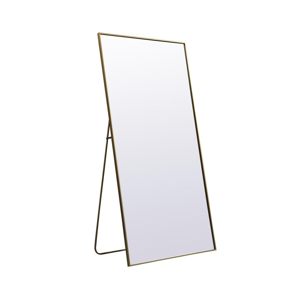 Metal Frame Rectangle Full Length Mirror 36x72 Inch in Brass. Picture 5