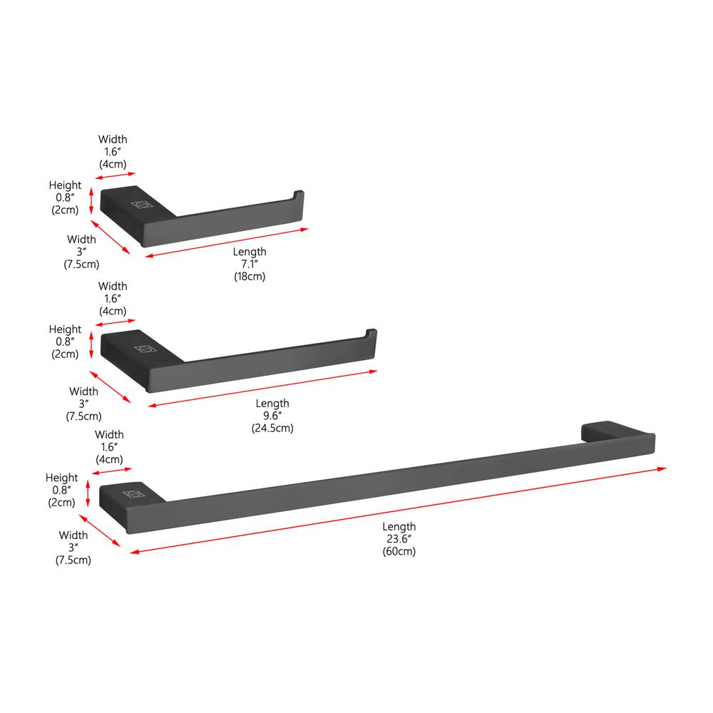 Sofia 3-Piece Bathroom Hardware Set in Matte Black. Picture 9