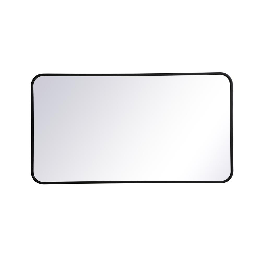 Soft corner metal rectangular mirror 22x40 inch in Black. Picture 1
