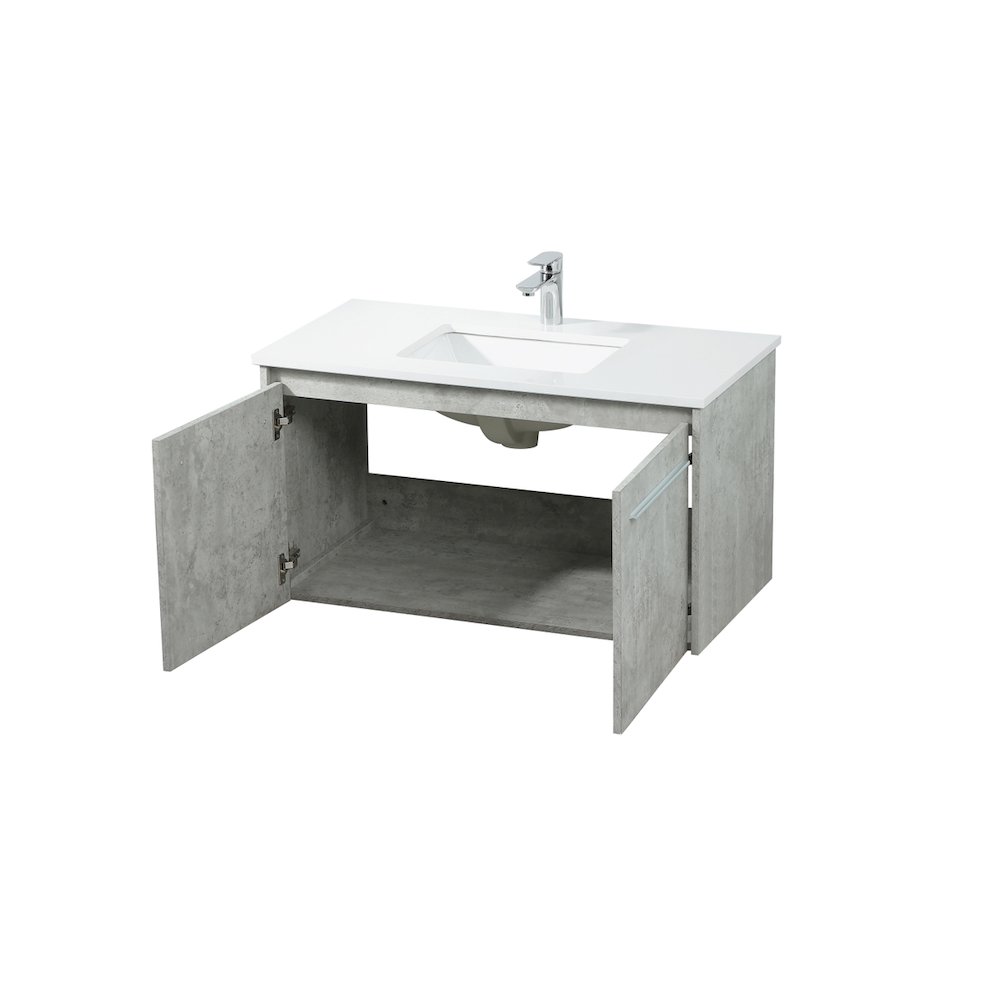36 Inch Single Bathroom Vanity In Concrete Grey. Picture 10