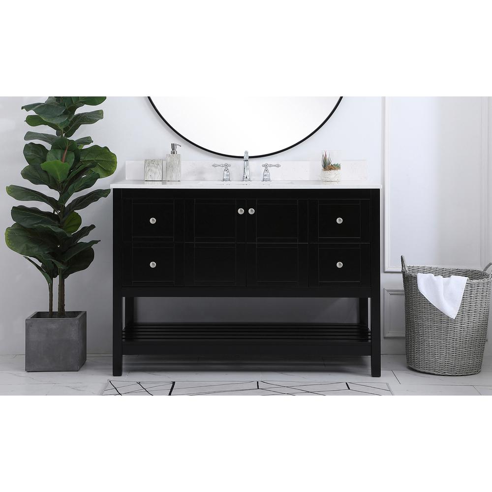 48 inch Single Bathroom Vanity in Black with Backsplash. Picture 14