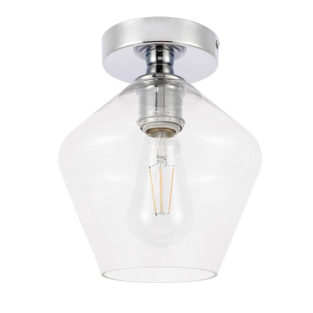 Gene 1 light Chrome and Clear glass Flush mount. Picture 5