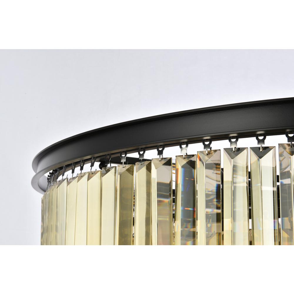 Sydney 33 light Matte Black Chandelier Golden Teak (Smoky) Royal Cut Crystal. Picture 5