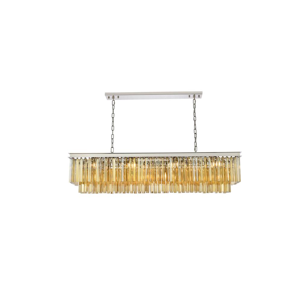 Sydney 12 light polished nickel Chandelier Golden Teak (Smoky) Royal Cut Crystal. Picture 1