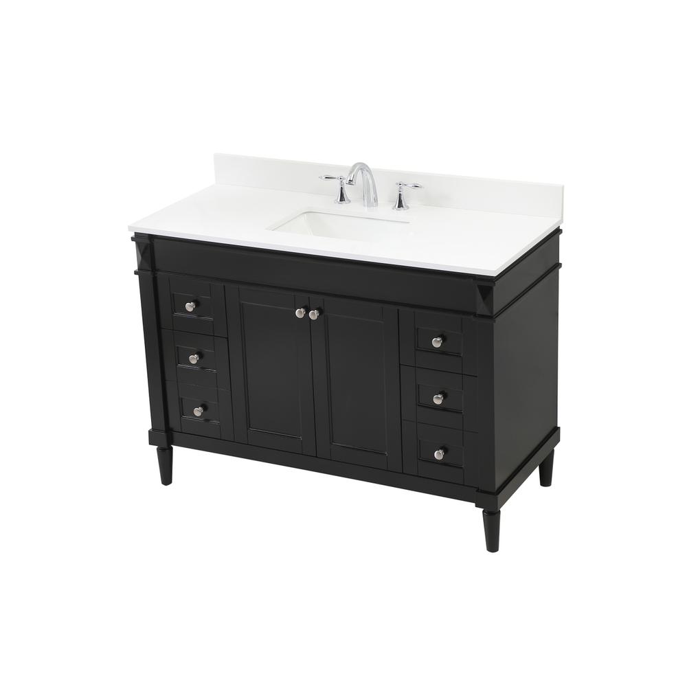 48 inch Single bathroom vanity in black with backsplash. Picture 8