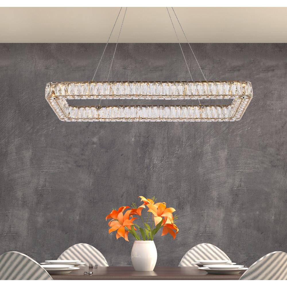 Monroe 42 inch LED Single rectangle pendant in gold. Picture 8