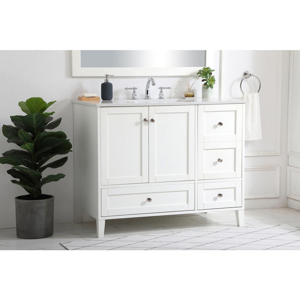 42 inch Single Bathroom Vanity in White. Picture 2
