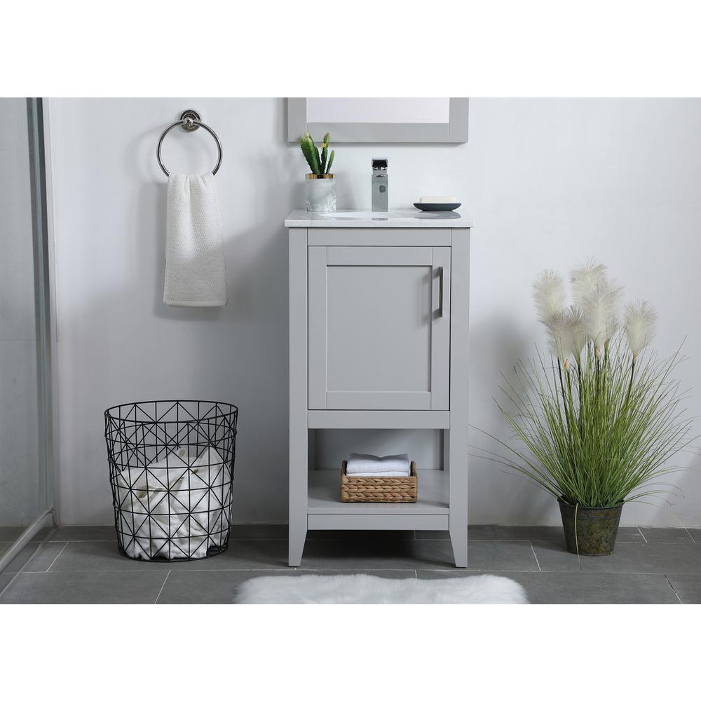 18 inch Single Bathroom Vanity in Grey. Picture 14