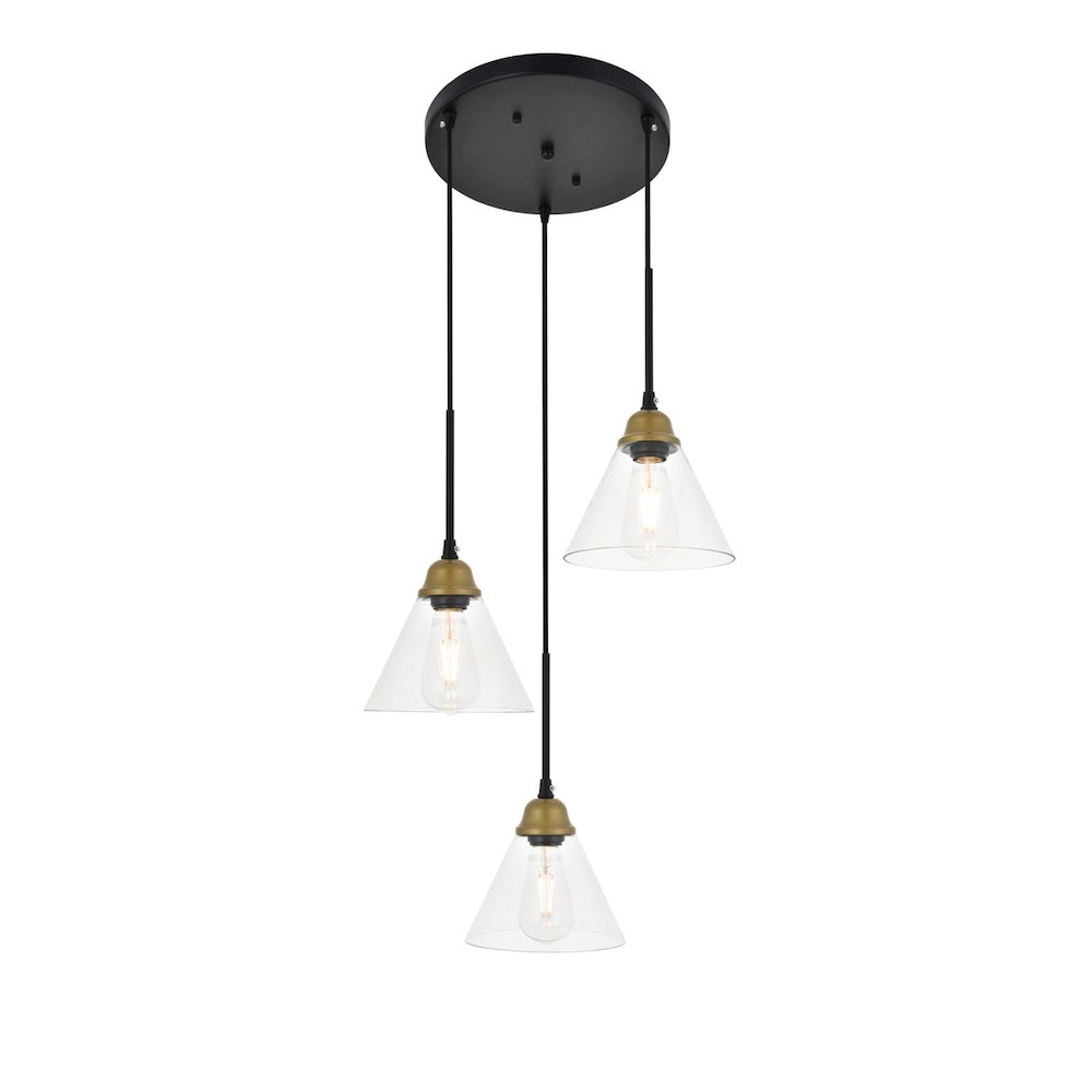Histoire 3 Light Brass And Black Pendant. Picture 5